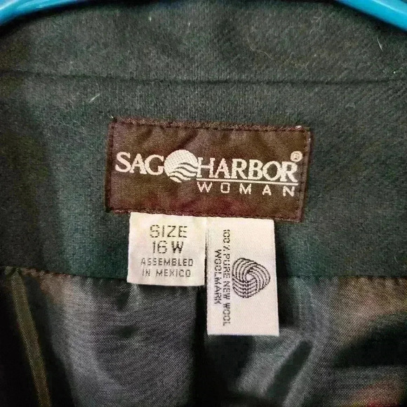 SAG HARBOR 100% pure wool oversized blazer size 16 W Dark Green - Picture 4 of 6